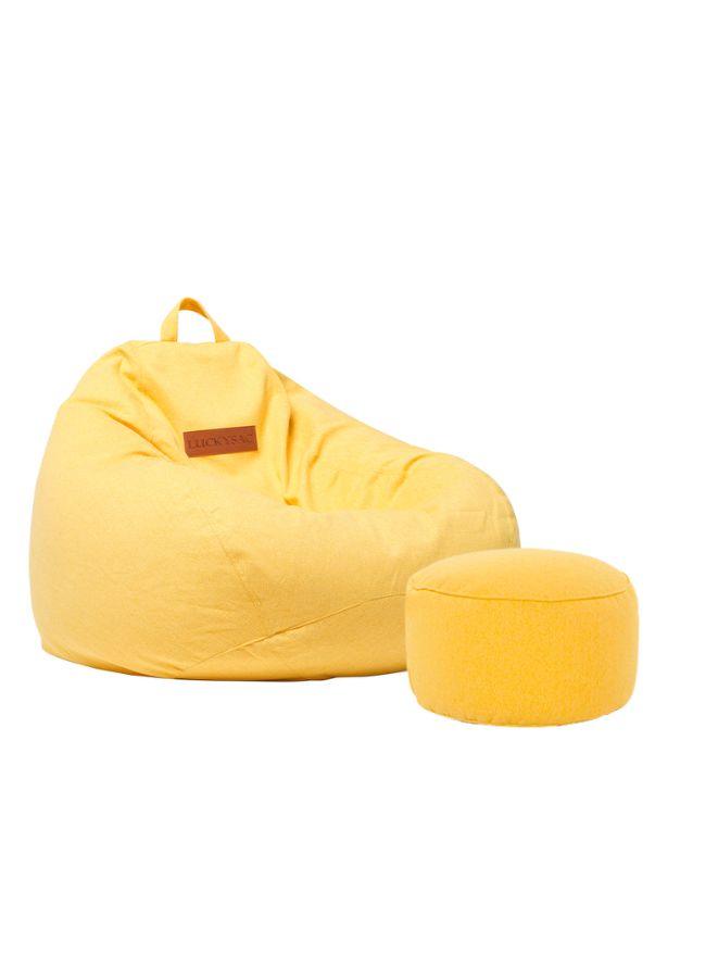 LUCKYSAC Classic Bean Bag with foot stool yellow