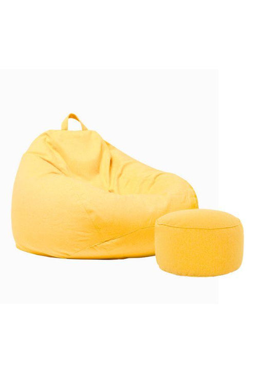 Classic Fabric Bean Bag with foot stool yellow