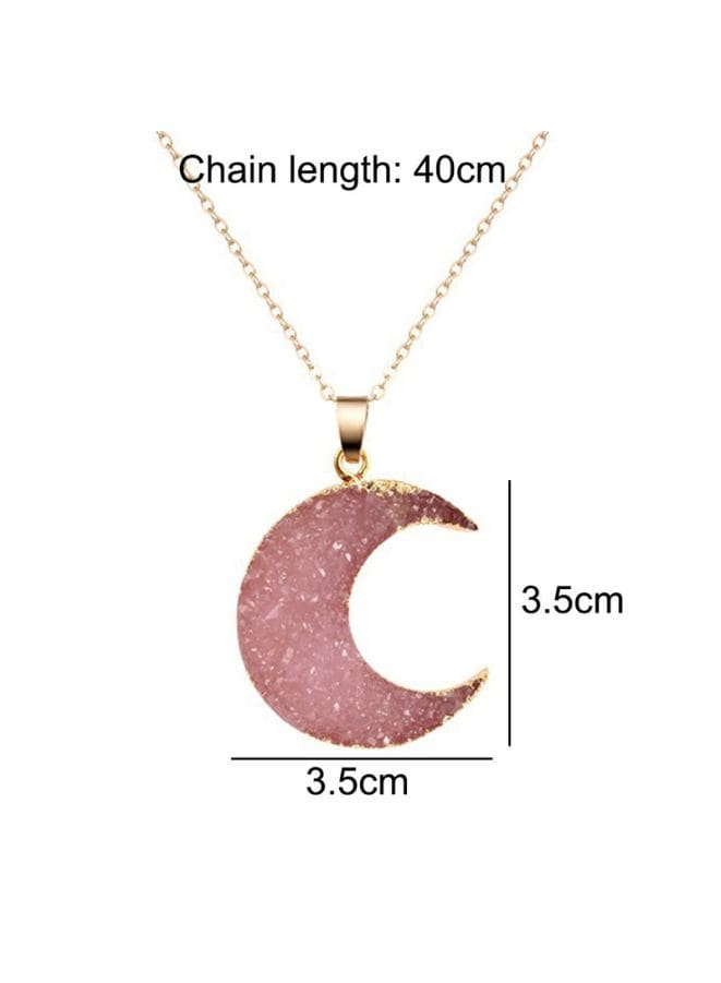 Pink Moon Alloy Link Chain Necklace for Women - Add a Touch of Celestial Charm Fatio General Trading