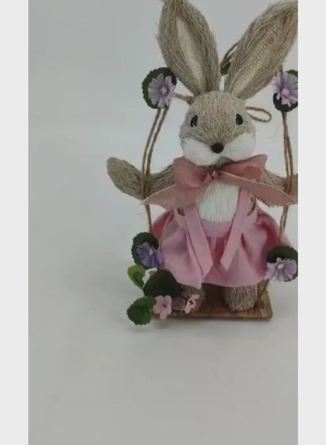 FATIO Easter Bunny Figure Handmade with Straw Party and Easter Gift Decoration Home Decor (25 cm)