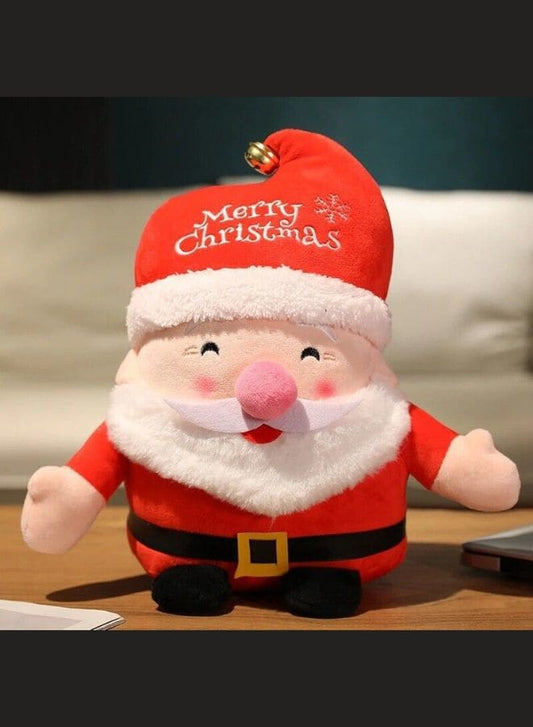 Pure Cotton Filled Christmas Plush Toys Santa Claus and Reindeer, Stuffed Soft  Animal Plush Toy Suitable for Christmas Decoration Living Room Decoration, 20cm Fatio General Trading