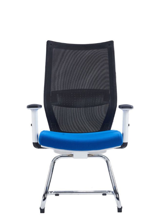 Blue Seat Cantilever Conference Chair with Lumbar Support, Reclining High Back with Breathable Mesh with Armrest, Comfortable Computer Chair, Home Office Desk Chairs