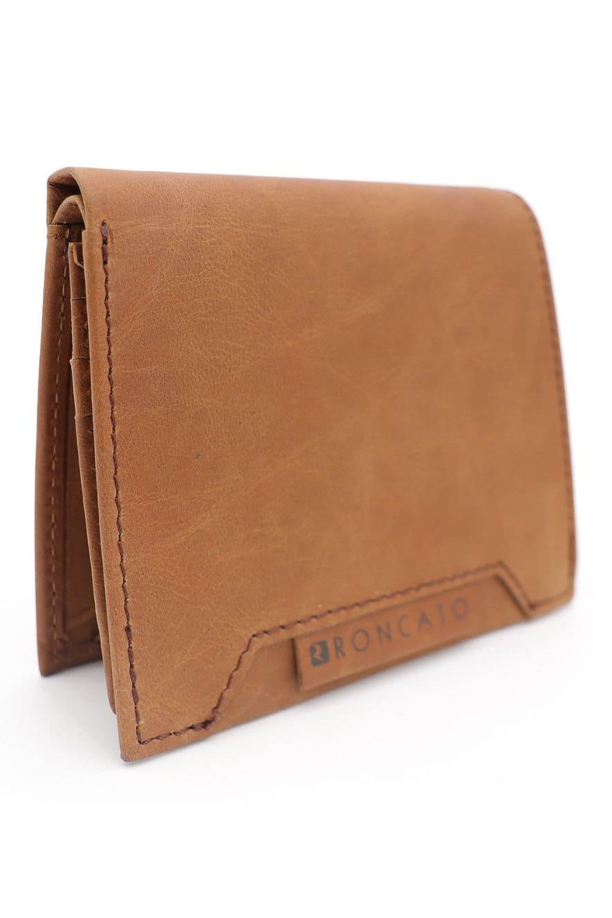 R Roncato Leather Wallet, Equipped With Spaces for Credit Cards, Documents in Card Format and Banknotes, Camel Fatio General Trading