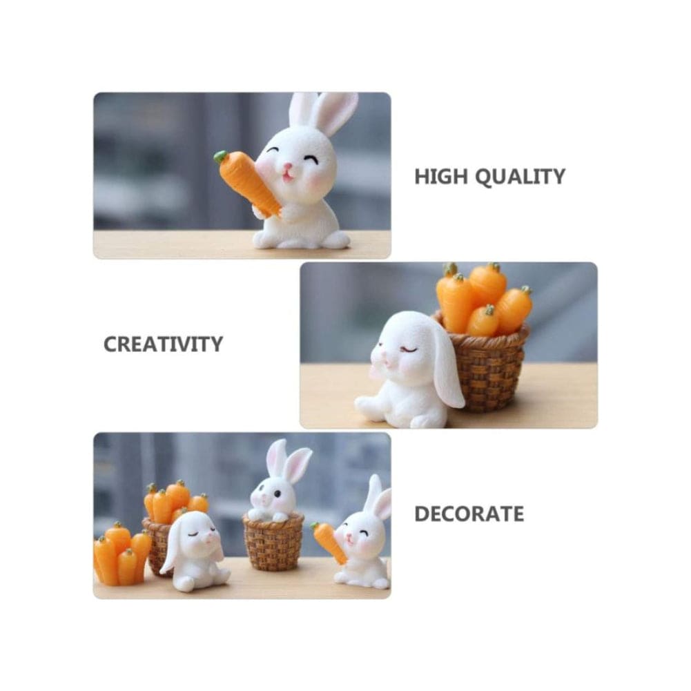 Radish Bunny Ornaments, Miniature Fairy Garden Ornaments, Cute Rabbits and Carrot House for Plant Pot, Home Decoration, Simulation Model Decoration, Bunny 4 Fatio General Trading