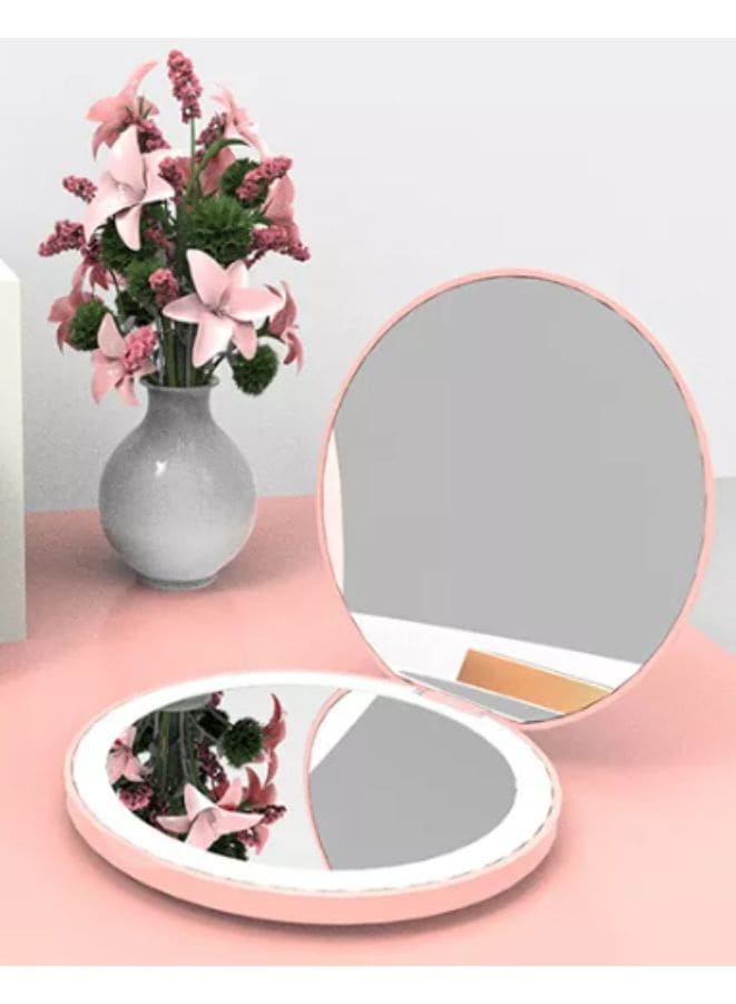 Rechargeable Compact Mirror with Light,1x/5x Magnification, Dimmable Lighted Travel Makeup Mirror,LED Compact Mirror for Purses,Pocket,Touch Switch,Type-c Charging,Daylight,Portable,Handheld, Pink Fatio General Trading