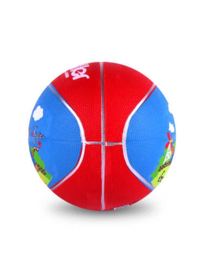 Rubber Size 3 Basketball for Kids Cartoon Ball for Indoor and Outdoor Playing (Red) Fatio General Trading