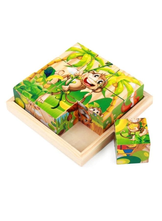 Six-sided 3D Cubes Jigsaw Puzzles With Wooden Tray Toys For Children Kids Educational Toys Funny Games, Animals Fatio General Trading