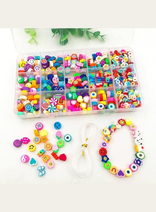 Smiley Beads for Making Bracelets Polymer Clay Beads 990 PCS 15 Styles Trendy Cute DIY Bracelet Earring Necklace Craft Making Supplies Fatio General Trading
