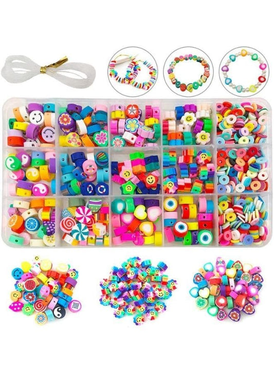 Smiley Beads for Making Bracelets Polymer Clay Beads 990 PCS 15 Styles Trendy Cute DIY Bracelet Earring Necklace Craft Making Supplies Fatio General Trading