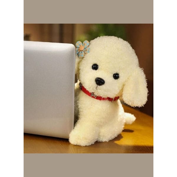 Soft and Adorable Realistic Furry Toy Dog with Pure Cotton Filling for Children Gift and Home Decoration, White Fatio General Trading