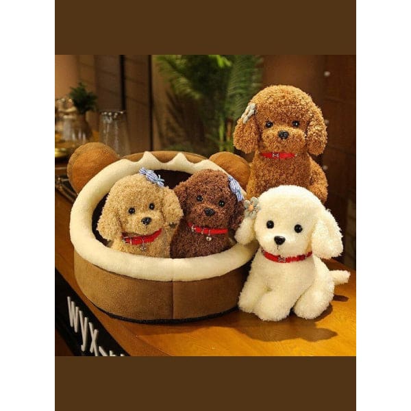 Soft and Adorable Realistic Furry Toy Dog with Pure Cotton Filling for Children Gift and Home Decoration, White Fatio General Trading