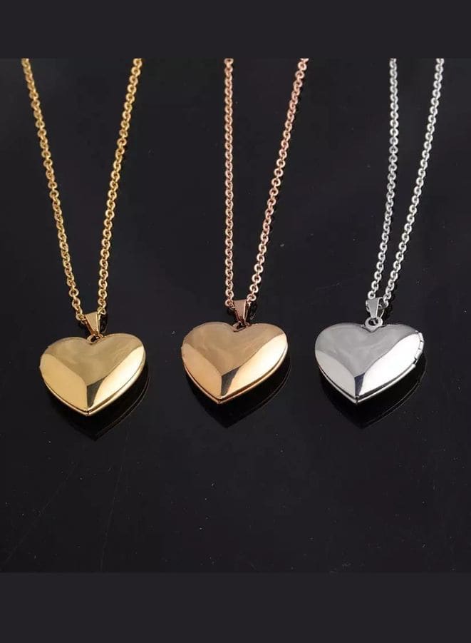 Stainless Steel Photo Locket Necklace Open Heart Pendant Necklaces For Women Jewelry Family Birthday Gift, Gold Fatio General Trading