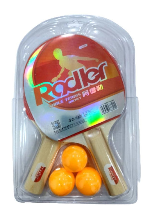 Table Tennis Set for Indoor and Outdoor Fun, 2 Wooden Table Tennis Rackets with 3 Balls for Kids Playing, Multicolor Fatio General Trading