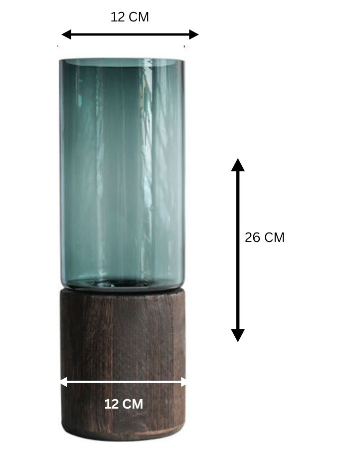 Elegant Glass Flower Vase with Wooden Base - Handcrafted Home Decor for Home and Offices