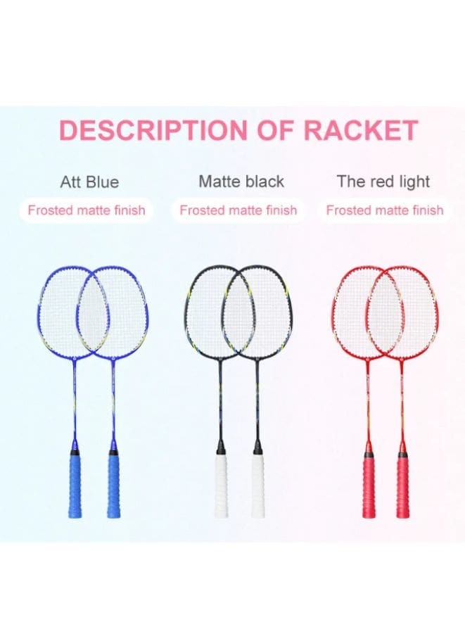 Whizz ED02 2 PCS Badminton Racket Set for Family Game, School Sports, Lightweight with Full Cover for Indoor and Outdoor Play, Beginners Level, Blue Fatio General Trading