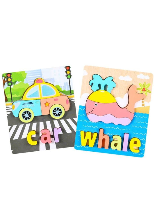 Wooden 3D Puzzle Educational Toys for Children Teaching Aid Car & Whale Fatio General Trading