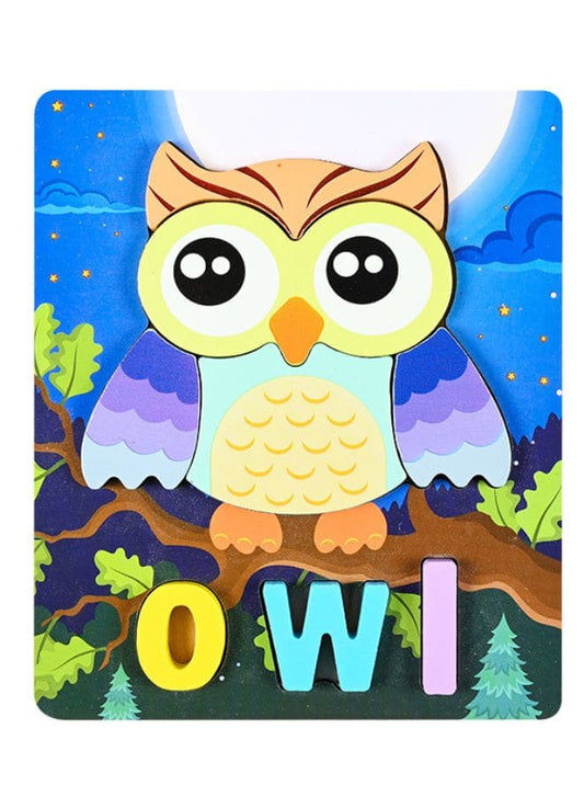 Wooden 3D Puzzle Educational Toys for Children Teaching Aid Owl & Cock Fatio General Trading