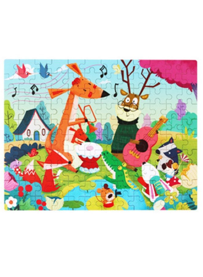 Wooden Jigsaw 120 Pieces Cartoon Animals Fairy Tales Puzzles Children Wood Early Learning Set Montessori Education Toy Kids Gift, Happy Animals Fatio General Trading