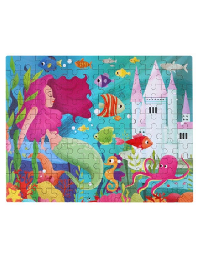 Wooden Jigsaw 120 Pieces Cartoon Animals Fairy Tales Puzzles Children Wood Early Learning Set Montessori Education Toy Kids Gift, Mermaid Fatio General Trading