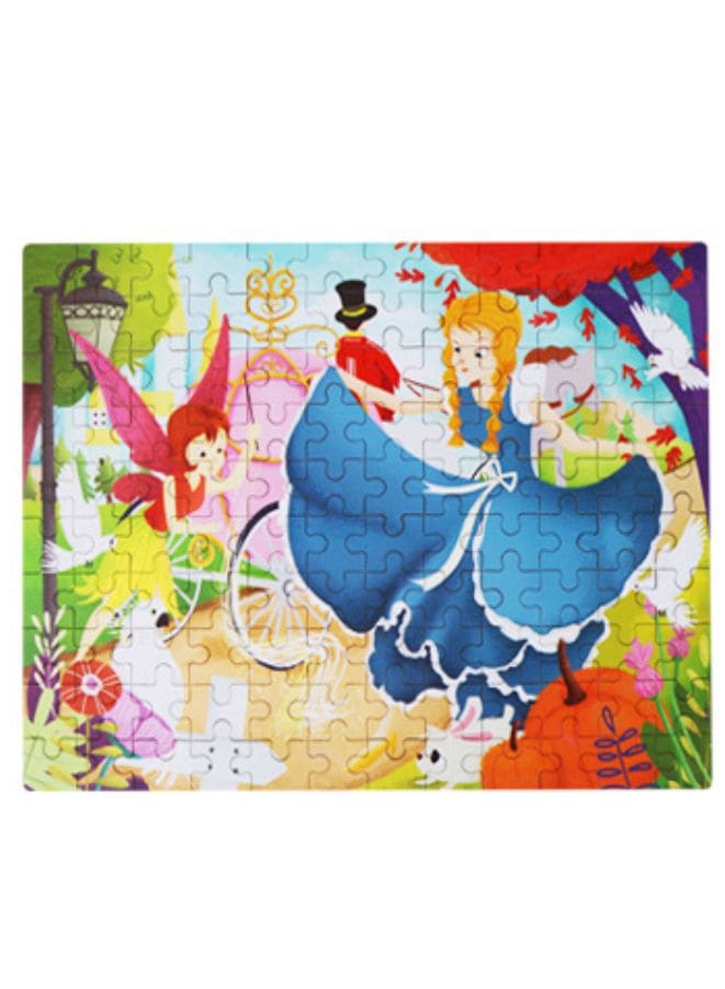 Wooden Jigsaw 120 Pieces Cartoon Animals Fairy Tales Puzzles Children Wood Early Learning Set Montessori Education Toy Kids Gift, Fairy Tale Fatio General Trading