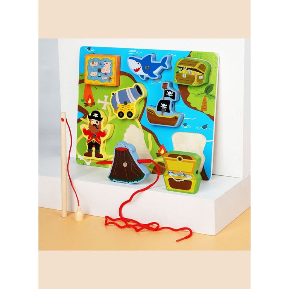 Wooden Magnetic Fishing Game Toys Set with Fish Rod, Cognition Fish Rod Toys Parent-child Interactive Early Educational Toy Fatio General Trading