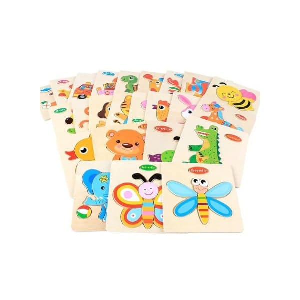 Wooden Puzzles for Kids Boys and Girls  Animals Set Bee Fatio General Trading