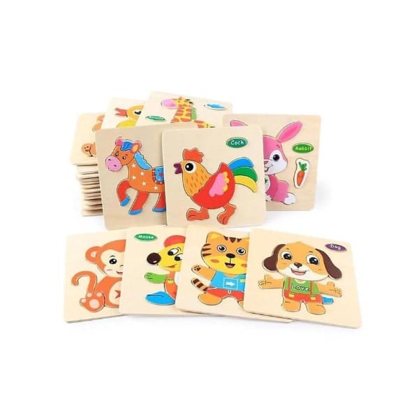 Wooden Puzzles for Kids Boys and Girls  Animals Set Bee Fatio General Trading