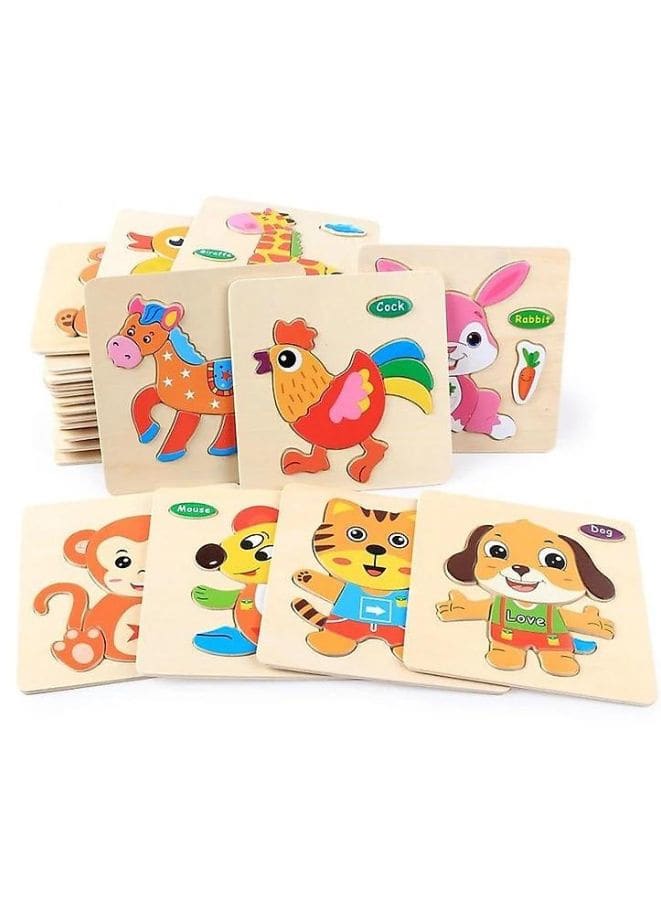 Wooden Puzzles for Kids Boys and Girls  Animals Set Birdie Fatio General Trading