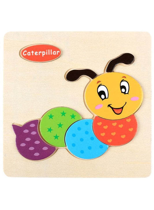 Wooden Puzzles for Kids Boys and Girls  Animals Set Caterpillar & Butterfly Fatio General Trading