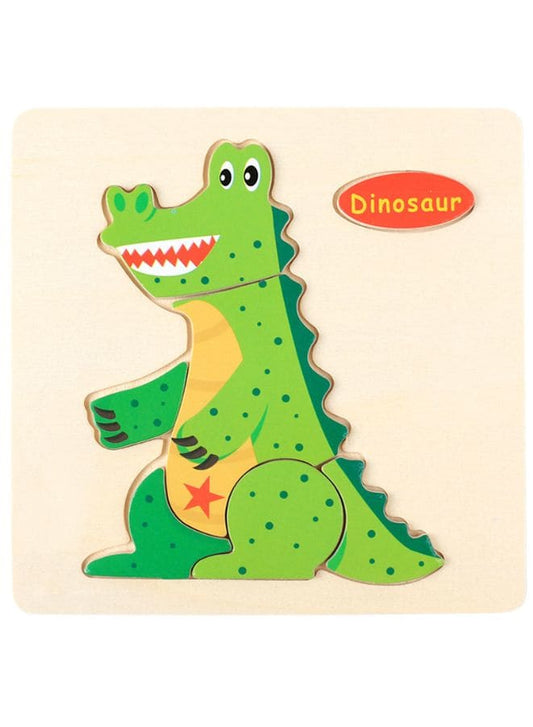 Wooden Puzzles for Kids Boys and Girls  Animals Set Dinosaur & Panda Fatio General Trading