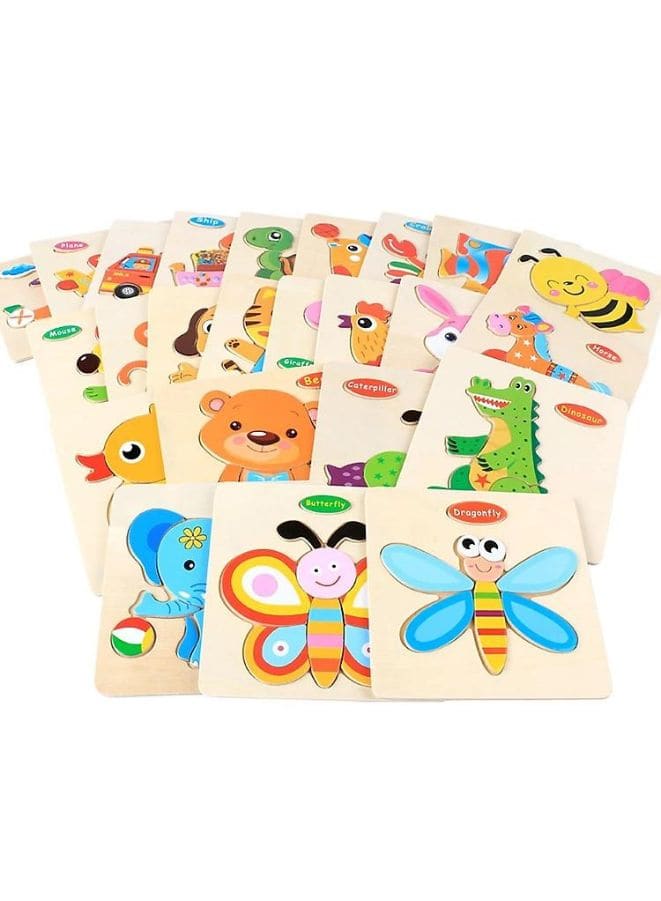 Wooden Puzzles for Kids Boys and Girls  Animals Set Fox & Pig Fatio General Trading