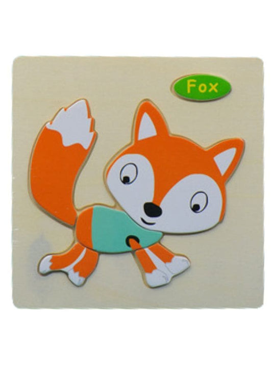 Wooden Puzzles for Kids Boys and Girls  Animals Set Fox & Pig Fatio General Trading