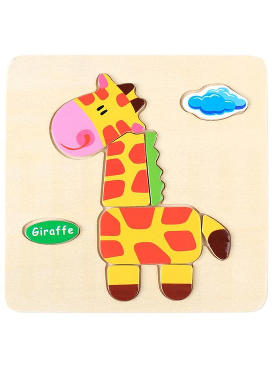 Wooden Puzzles for Kids Boys and Girls  Animals Set Giraffe & Hippo Fatio General Trading