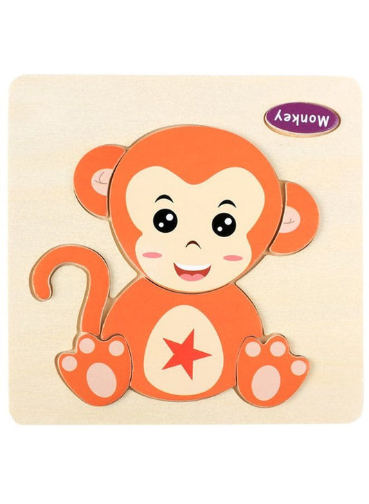 Wooden Puzzles for Kids Boys and Girls  Animals Set Monkey Fatio General Trading