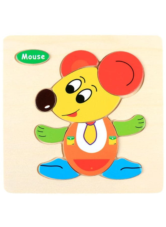 Wooden Puzzles for Kids Boys and Girls  Animals Set Mouse Fatio General Trading