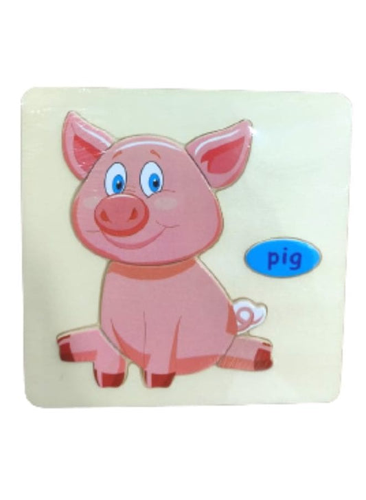 Wooden Puzzles for Kids Boys and Girls  Animals Set Pig Fatio General Trading