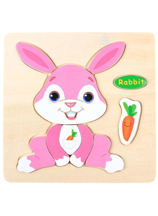 Wooden Puzzles for Kids Boys and Girls  Animals Set Rabbit Fatio General Trading