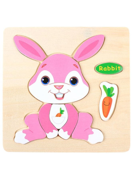 Wooden Puzzles for Kids Boys and Girls  Animals Set Rabbit & Tortoise Fatio General Trading