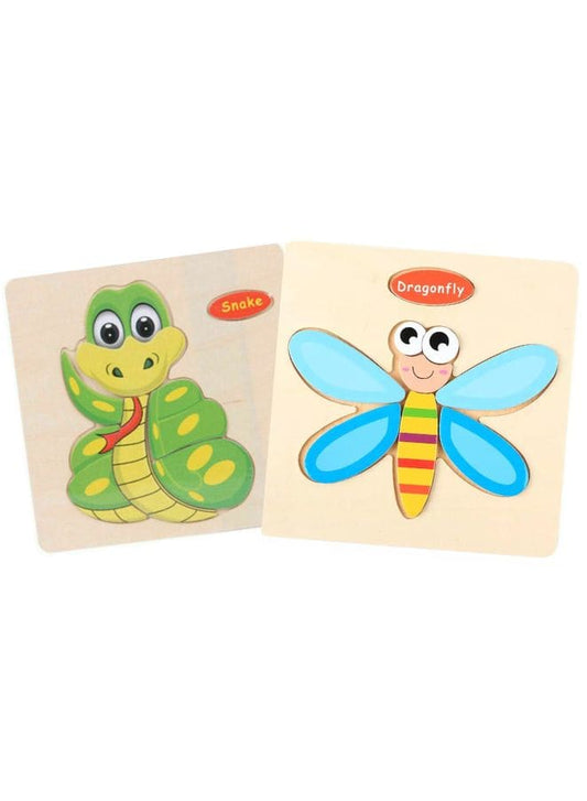 Wooden Puzzles for Kids Boys and Girls  Animals Set Snake & Dragon Fly Fatio General Trading