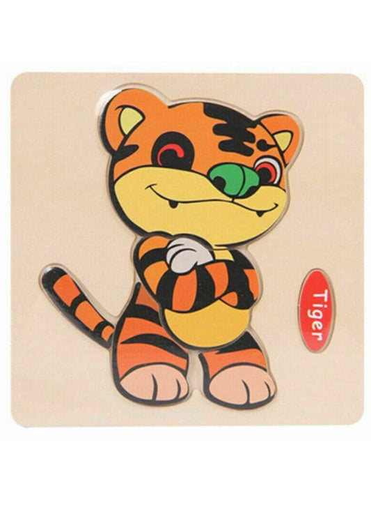 Wooden Puzzles for Kids Boys and Girls  Animals Set Tiger & Bear Fatio General Trading