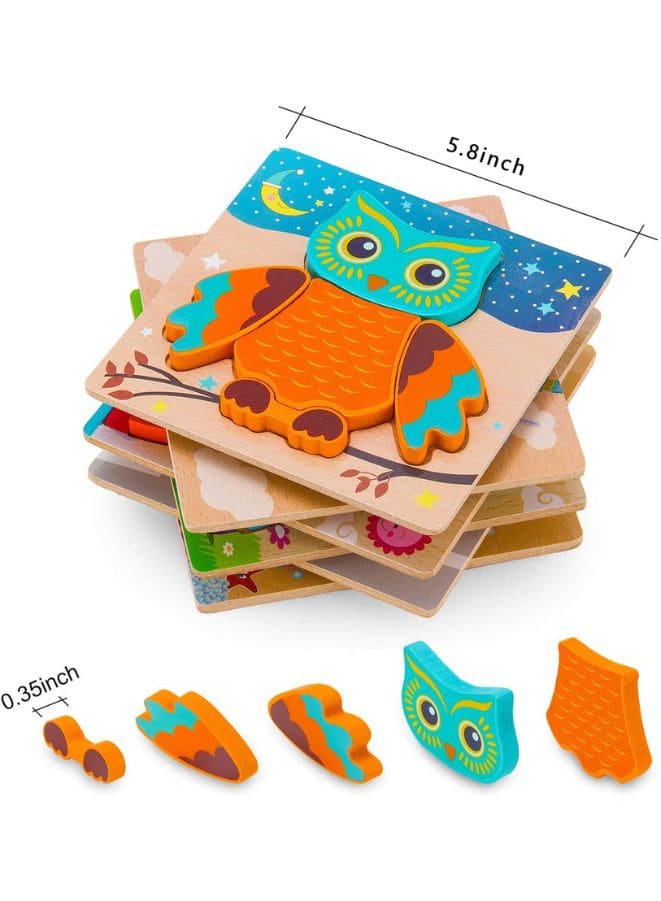 Wooden Puzzles for Kids Boys and Girls Pets Set Owl Fatio General Trading