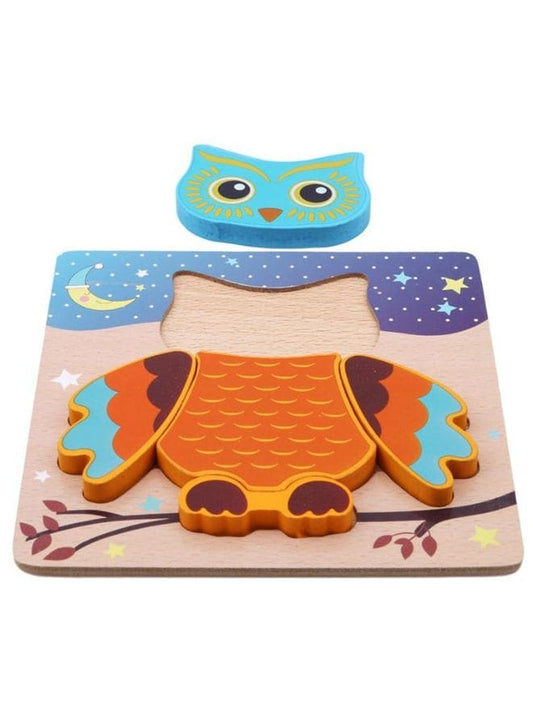 Wooden Puzzles for Kids Boys and Girls Pets Set Owl Fatio General Trading