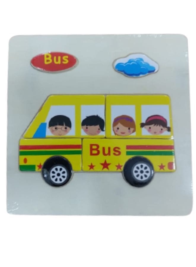 Wooden Puzzles for Kids Boys and Girls  Vehicle Set Bus Fatio General Trading