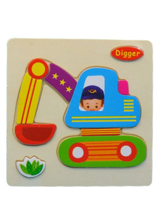 Wooden Puzzles for Kids Boys and Girls  Vehicle Set Digger Fatio General Trading