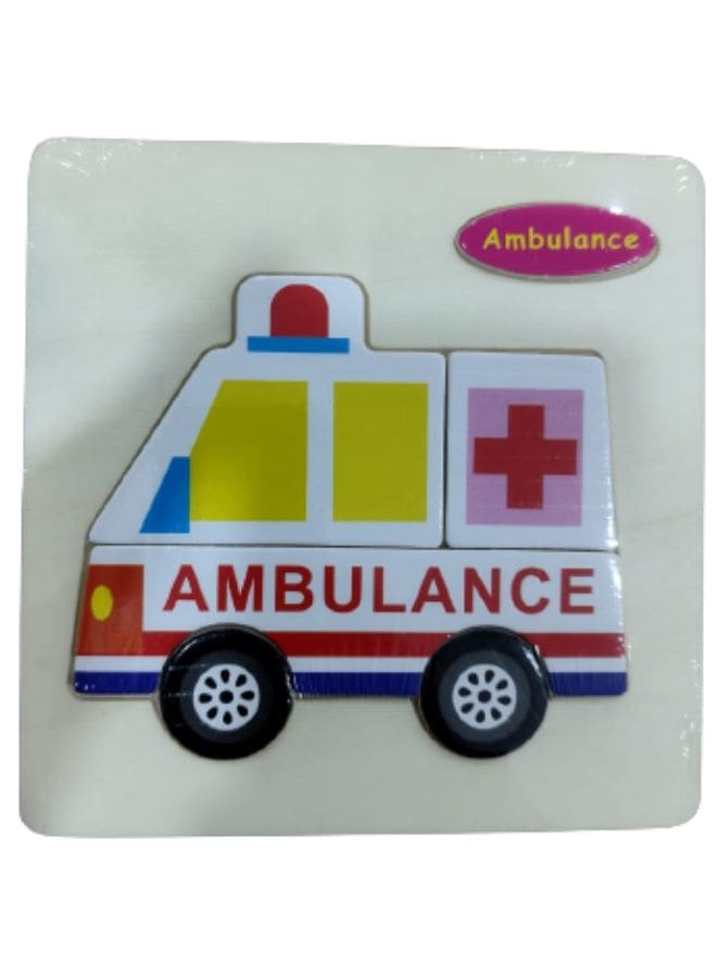 Wooden Puzzles for Kids Boys and Girls  Vehicle Set Digger & Ambulance Fatio General Trading