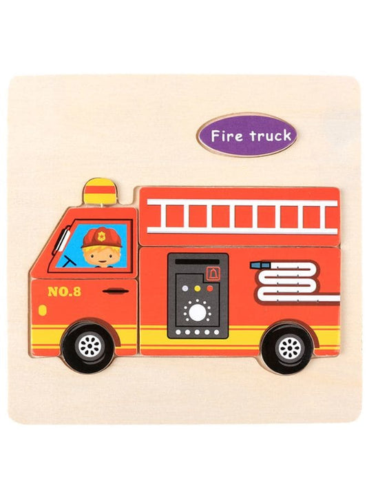 Wooden Puzzles for Kids Boys and Girls  Vehicle Set Fire Truck Fatio General Trading
