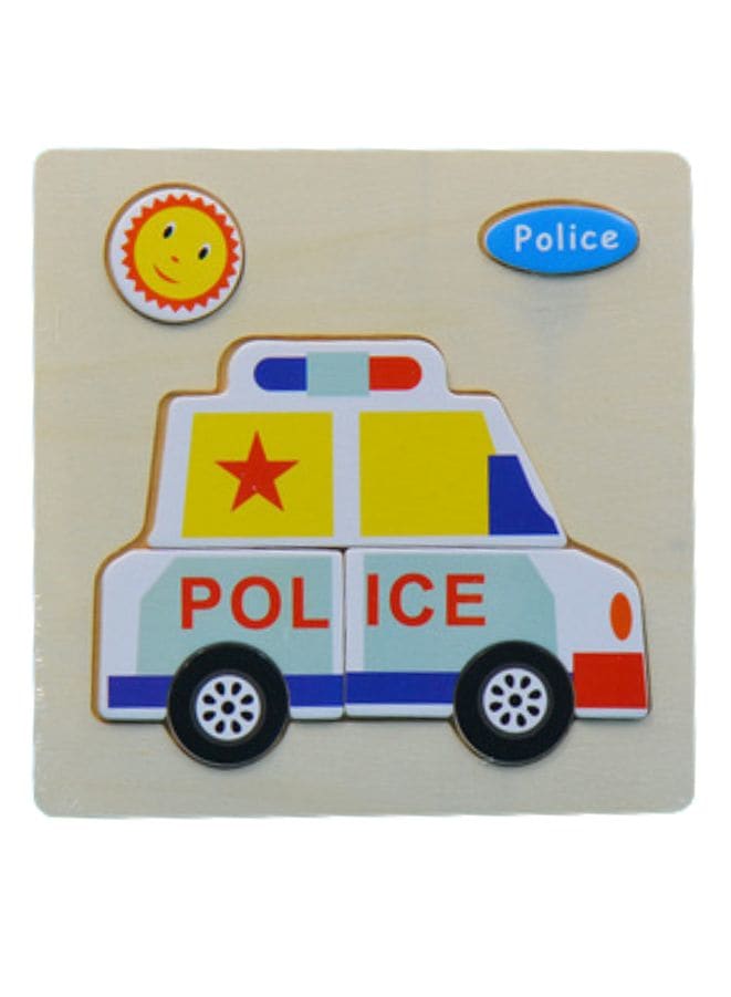 Wooden Puzzles for Kids Boys and Girls  Vehicle Set Fire Truck & Police Fatio General Trading