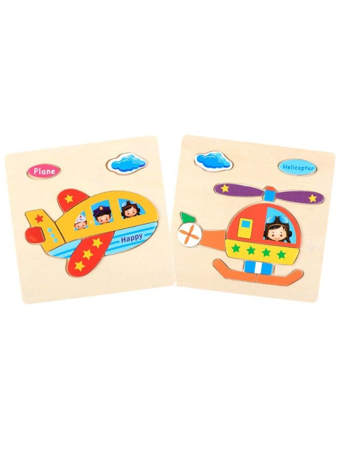Wooden Puzzles for Kids Boys and Girls  Vehicle Set Helicopter & Plane Fatio General Trading