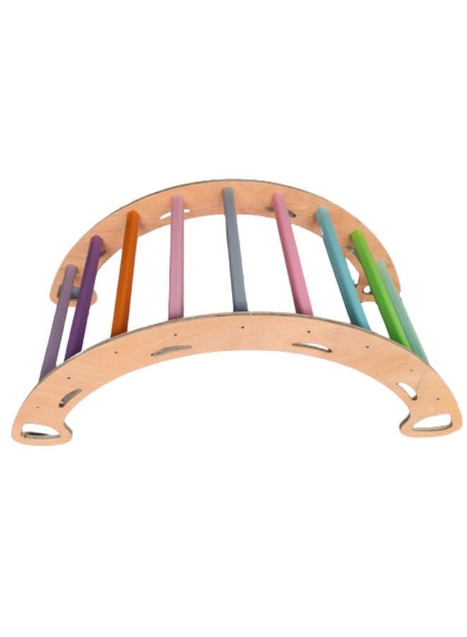 Wooden Rainbow Colored Arch Climbers for kids, Climbing and Rocking Wooden Chair set for kids aged 2 to 8, kid's Furniture set for Home, Nursery and Play Area Fatio General Trading