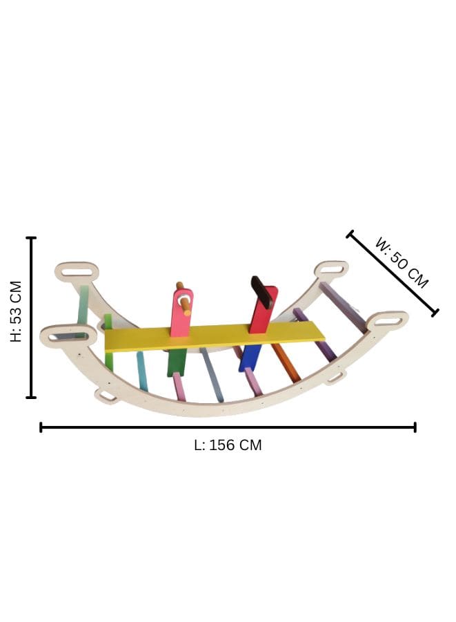 Wooden Rainbow Colored See-saw, Rocker or Climber for kids, Wooden Kid's Furniture Seesaw for kids aged 2 to 8 years old, Authentic Wooden Kid's Furniture Toy Fatio General Trading